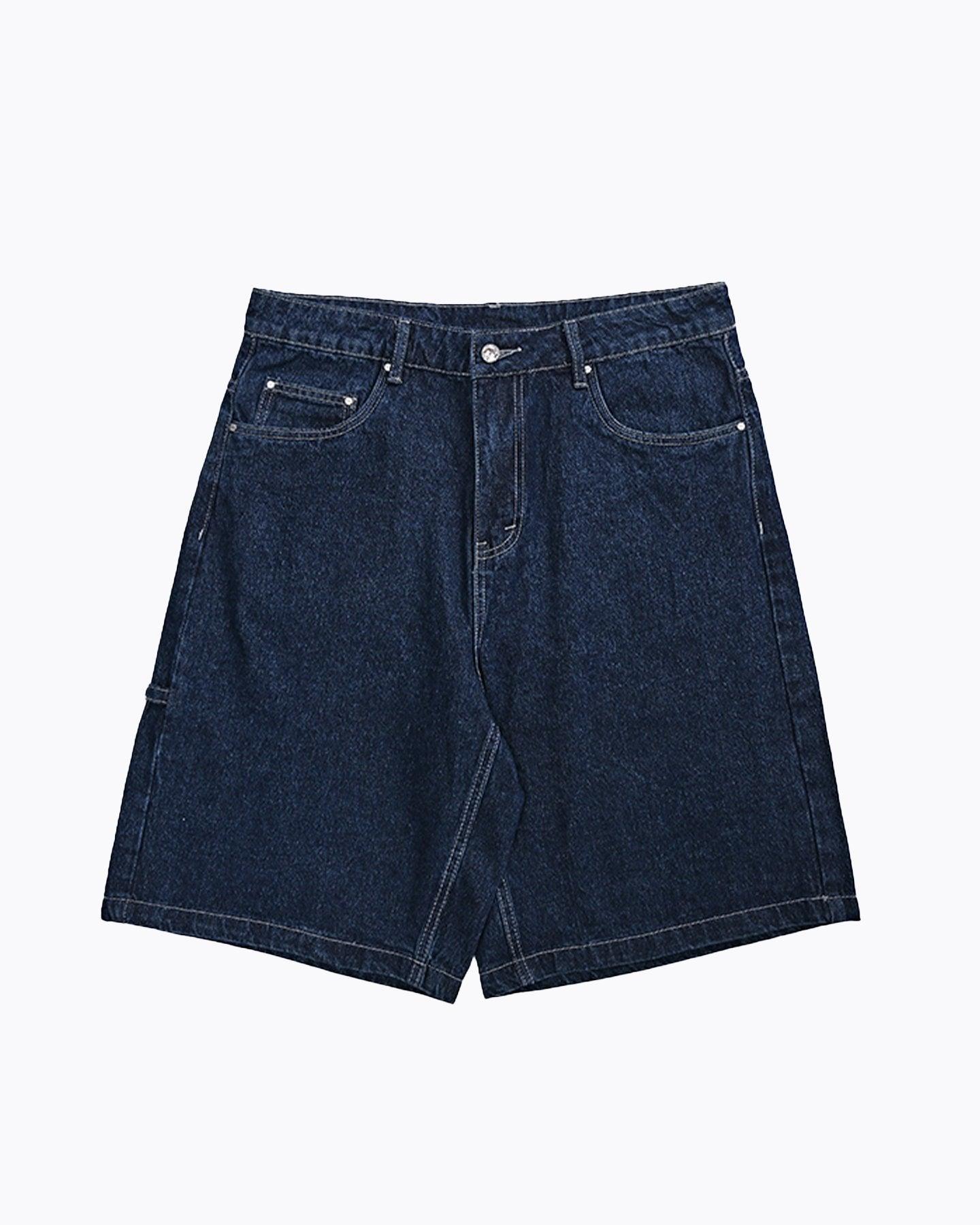 Dark blue sale jean shorts mens