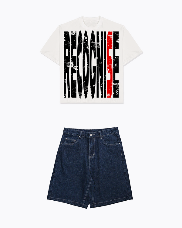 White Recognise Tee + Dark Jorts Bundle