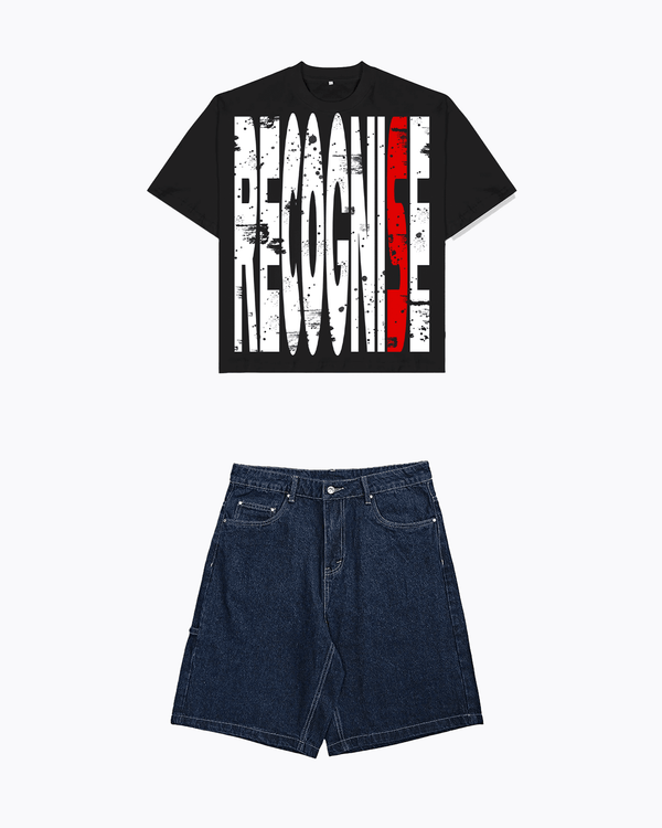 Black Recognise Tee + Dark Jorts Bundle